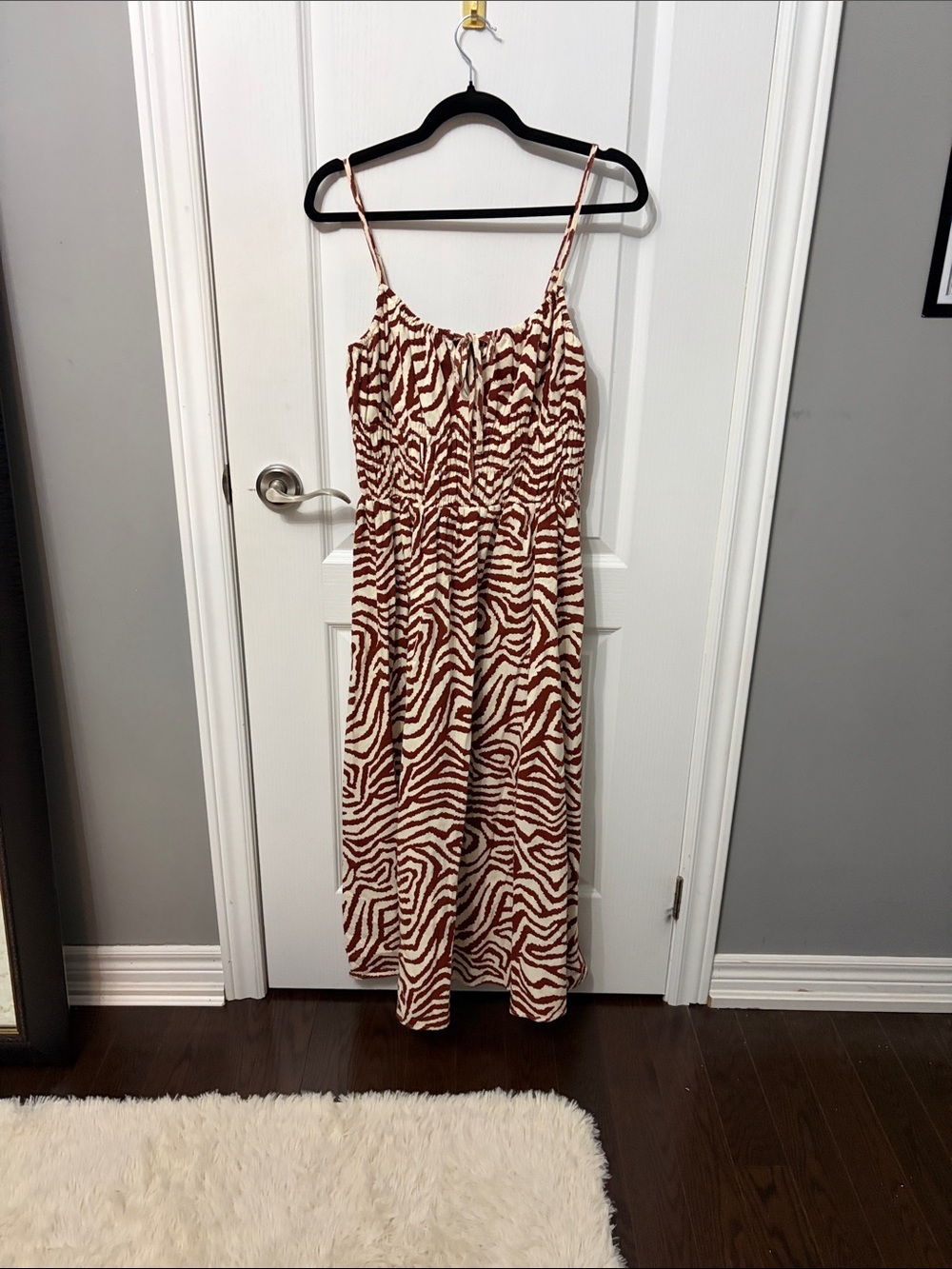 Lili Morgan Rust Zebra Print Maxi Dress - Lightweight Spaghetti Strap
